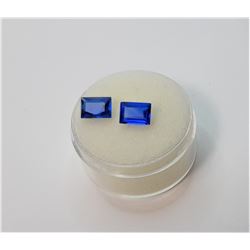 13) LOT OF 2 EMERALD CUT 1 TCW BLUE SPINEL