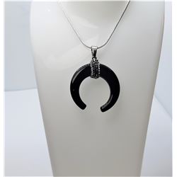 9)  WIRE WRAPPED BLACK AGATE MOON