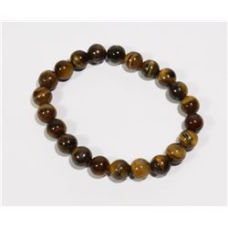 #174-NATURAL TIGER EYE BEAD BRACELET 8mm/7.5"