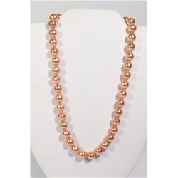 #14-ORANGE SEA SHELL PEARL NECKLACE 10mm/15"