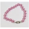 Image 1 : #31-DARK PINK SEA SHELL PEARL BRACELET 8mm/7.5"