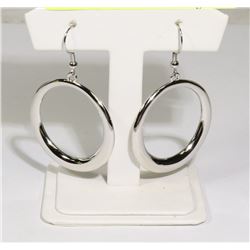 PAIR OF NEW HANGING CIRCLE SILVER-TONE