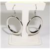 Image 1 : PAIR OF NEW HANGING CIRCLE SILVER-TONE