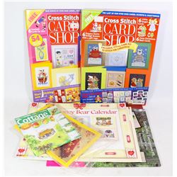 FLAT OF CROSS STITCH BOOKS AND KITS