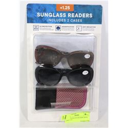 2 PACK SUNGLASS READERS WITH CASE +1.25