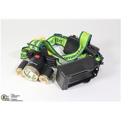 TRI-LED HEADLAMP WITH LITHIUM ION BATTERIES AND