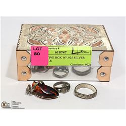 DECORATIVE BOX W/ .925 SILVER PENDANT &