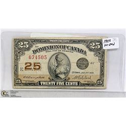 1923 SHINPLASTER 25 CENT NOTE