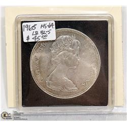 1965 LARGE BEADS,BLUNT 5 SILVER DOLLAR