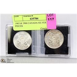 1963 & 1966 CANADA SILVER 50 CENT PIECES
