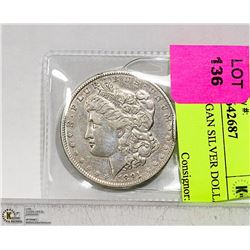 USD 1891 MORGAN SILVER DOLLAR