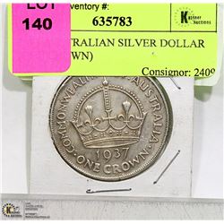 1937 AUSTRALIAN SILVER DOLLAR (ONE CROWN)