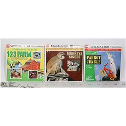 3 X SEALED VIEW-MASTER PARROTS,CHIMPS,FARM
