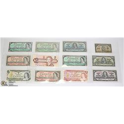 LOT OF 9 OLD CANADA BANK NOTES