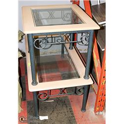 GLASS TOP & METAL FRAMED COFFEE & END TABLE SET
