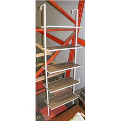 LEANING BOOKCASE, 5 SHELVES 6FT TALL