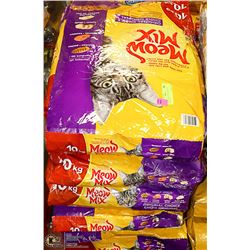 LOT OF 9 BAGS MEOW MIX CAT FOOD 10KG