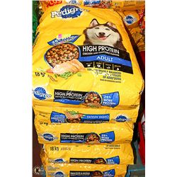 LOT OF 6 BAGS PEDIGREE HIGH PROTEIN DOG FOOD 18KG