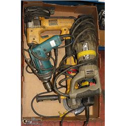 BOX OF FIVE ASSORTED POWER TOOLS