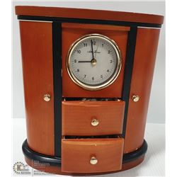 WOODEN JEWELRY BOX WITH CLOCK