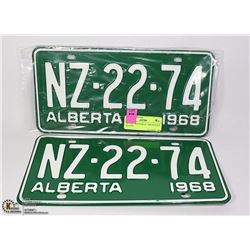 NEVER USED PAIR OF 1968 LICENCE PLATES