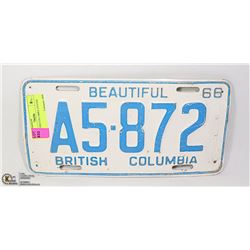1966 BRITISH COLUMBIA LICENSE PLATE