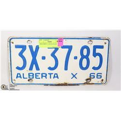 1966 ALBERTA LICENSE PLATE