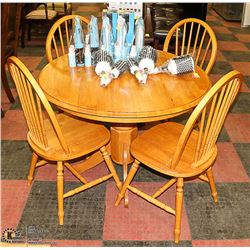 SOLID WOOD PEDESTAL TABLE WITH 4 SOLID WOOD CHAIRS