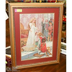 FRAMED KNIGHTING NEEDLEPOINT PICTURE