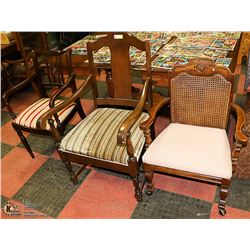 LOT OF 3 ASSORTED ESTATE ARMCHAIRS