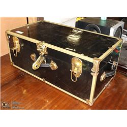 BLACK AND GOLD TRIM STORAGE TRUNK 30 X 16 X 12