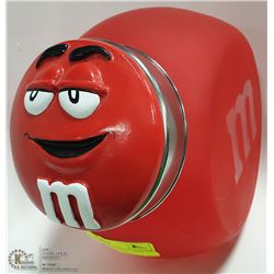 M & M'S RED GLASS CANDY DISPLAY JAR