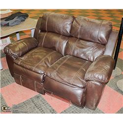 BROWN LEATHERETTE LOVESEAT