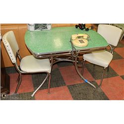 VINTAGE GREEN TABLE & 2 CHAIRS