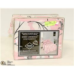 QUEEN SIZE BAMBOO SHEETS PINK FLOWERS