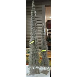 SET OF 2 METAL BASE SILVER CHRISTMAS TREE