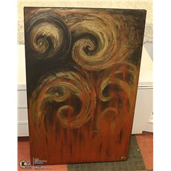 LARGE ORIGINAL PAINTING SIGNED S.M.36 X 23.5"