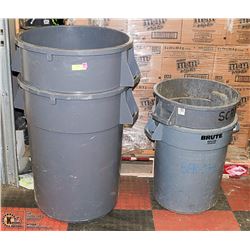 LOT OF ASSORTED GALLON  PLASTIC GARBAGE CAN