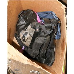 BOX OF BACKPACKS AND GYM BAGS