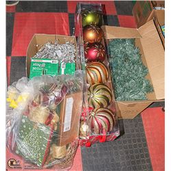 LOT OF ASSORTED CHRISTMAS ITEMS, LIGHTS,