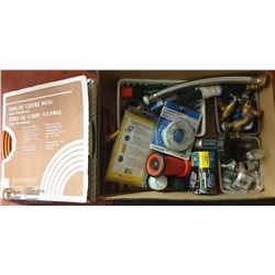 FLAT OF PLUMBING SUPPLIES COPPER TUBING, FITTINGS