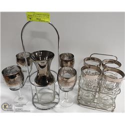 MERCURY GLASS WINE DECANTER & GLASSES+HIGHBALL SET