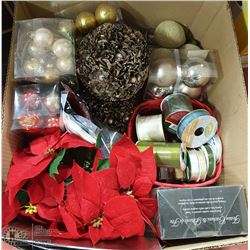 BOX FULL OF CHRISTMAS ITEMS INCL. TREE