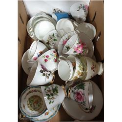 LARGE BOX OF CUPS AND SAUCERS-ROYAL ALBERT,