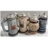 Image 1 : LOT OF 4  VINTAGE  BEER STEINS HAND CRAFTED BRAZIL