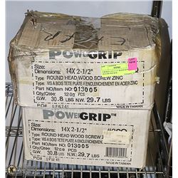 2 BOXES 14 X 2 1/2'' WOOD SCREWS 30.8 LBS PER BOX
