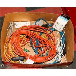 LARGE BOX OF OUTDOOR POWER CORDS,
