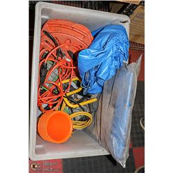 LARGE WHITE TOTE WITH 50 FOOT CORD REEL,