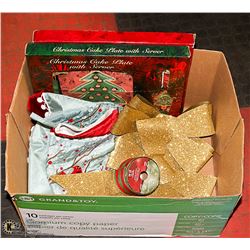 BOX OF CHRISTMAS PLATTERS SERVERS AND MUCH