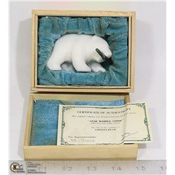 STAR MARBLE STONE GRIZZLY BEAR FIGURINE WITH